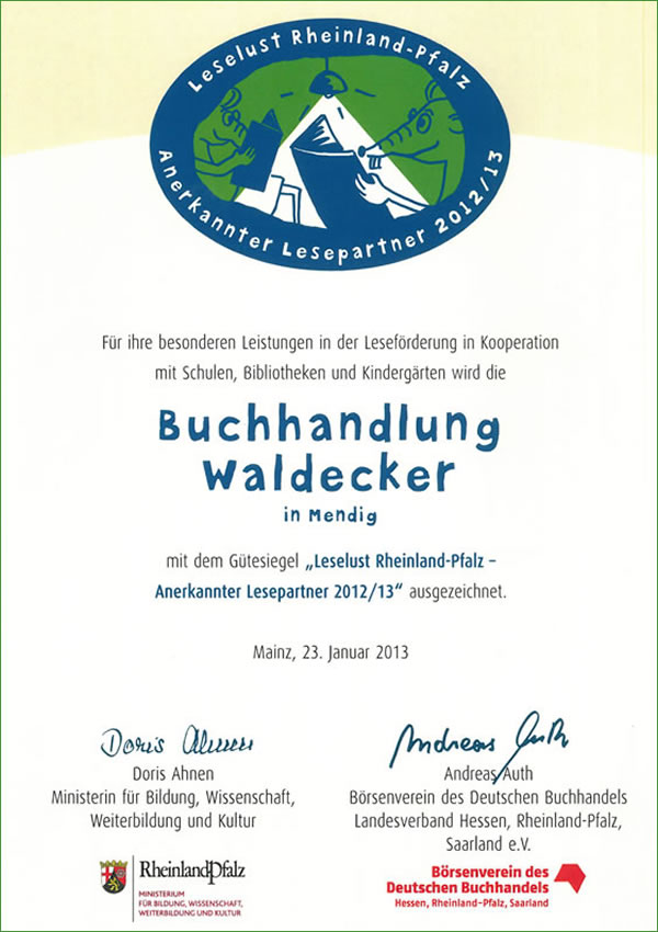 Gütesiegel Rheinland Pfalz 2012/ 2013